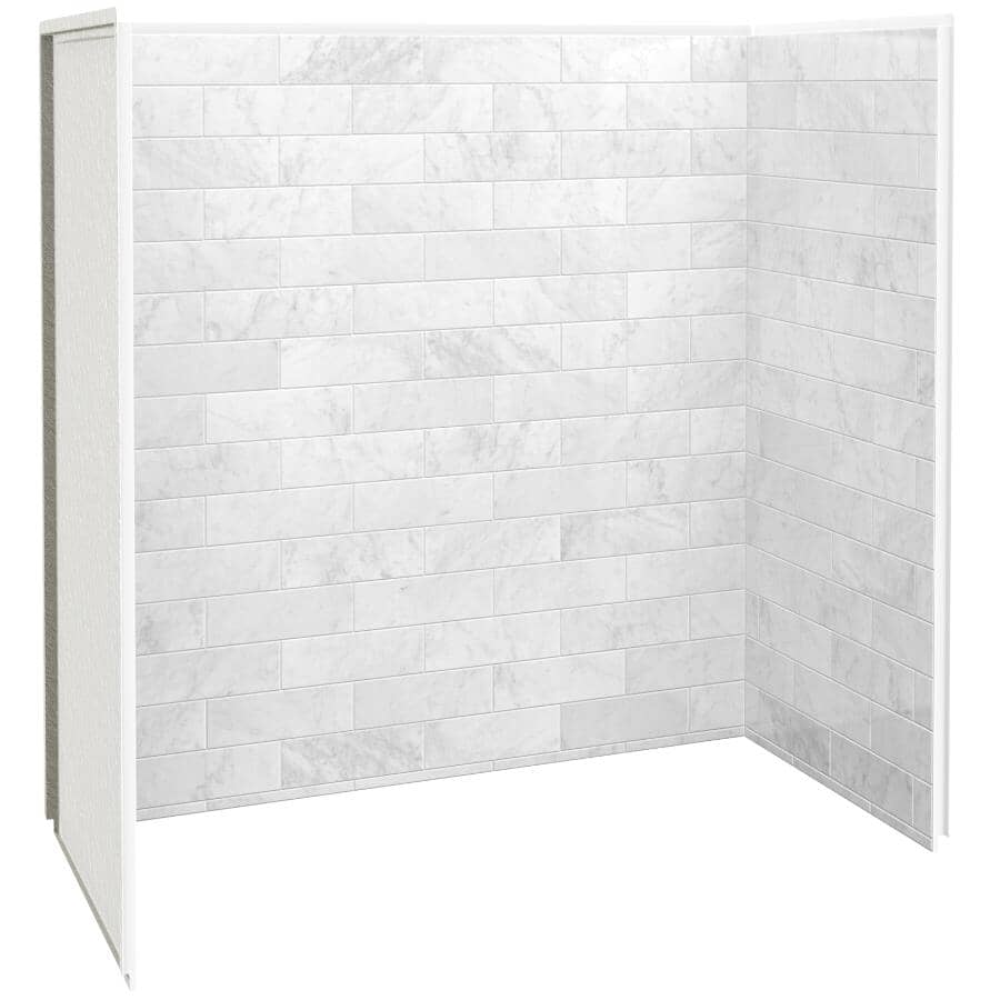 60" x 32" Utile 3 Piece Composite Tub Wall - Carrara Marble