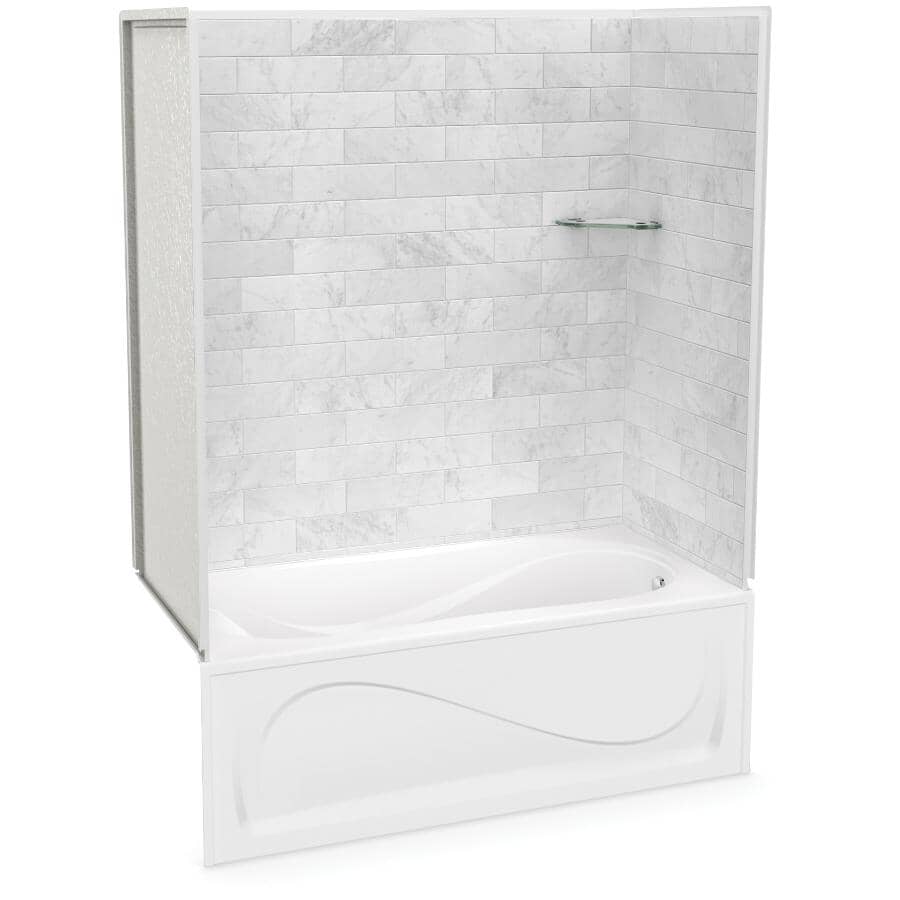 60" x 32" Utile 3 Piece Composite Tub Wall - Carrara Marble