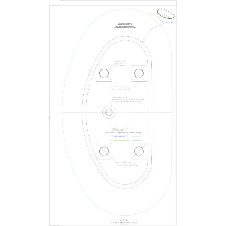 64" x 34" Emica 2 Piece Freestanding Acrylx Tub - White