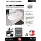 64" x 34" Emica 2 Piece Freestanding Acrylx Tub - White
