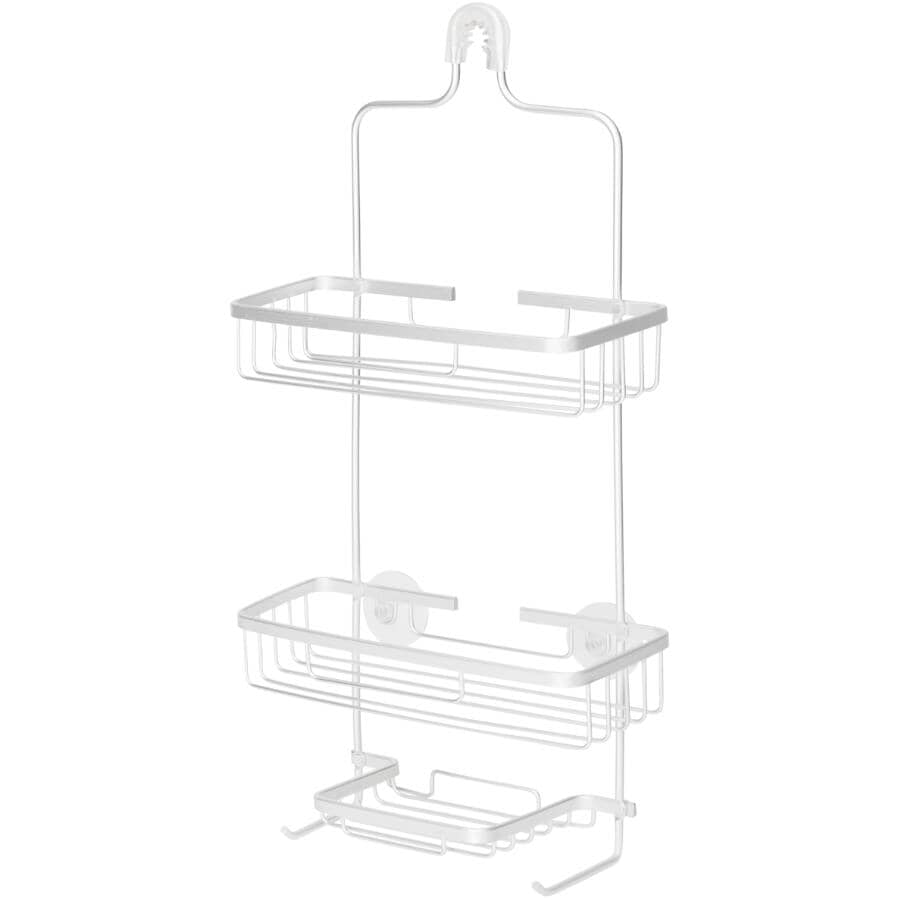 2 Tier Shower Caddy - with Soap Dish, Silver