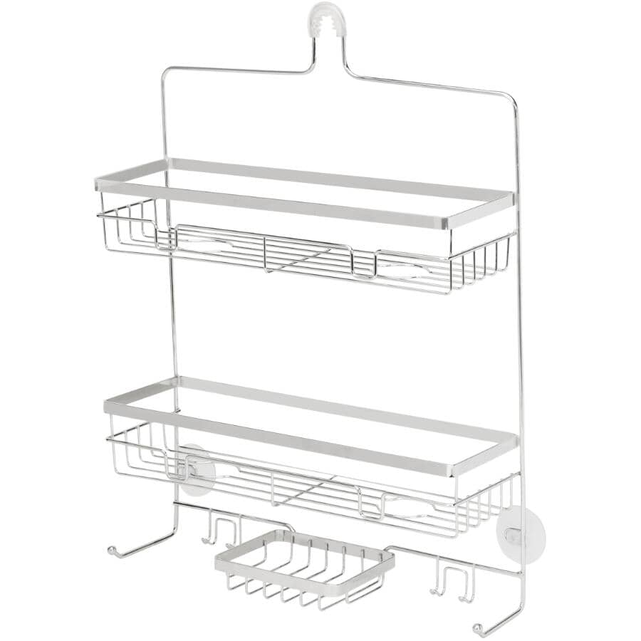 Jumbo 2 Tier Shower Caddy - with Soap Dish, Chrome