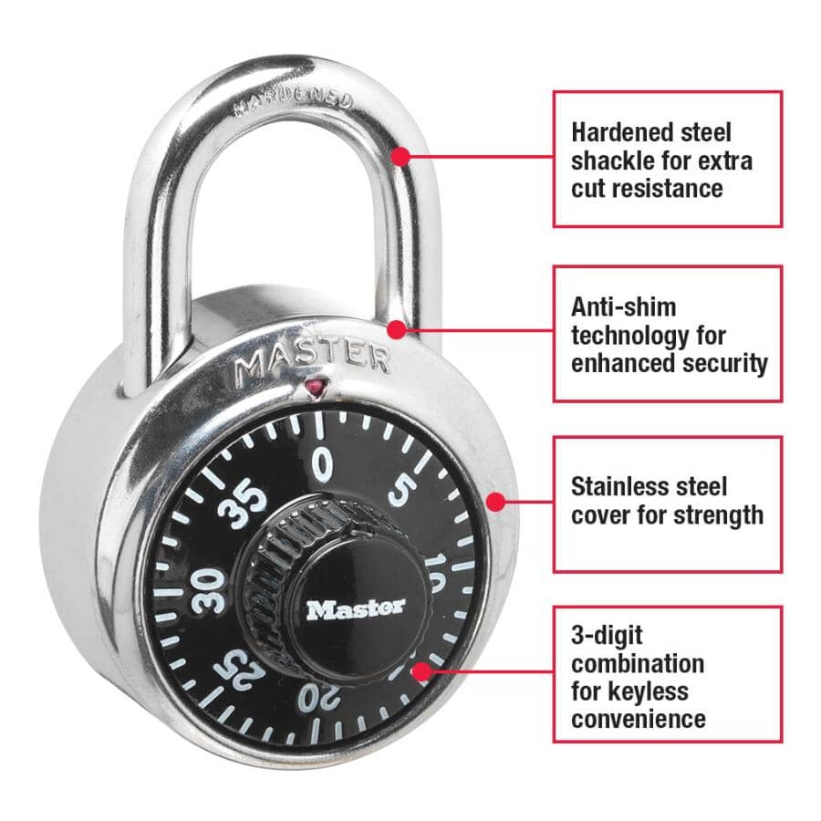 1-7/8" Black Combination Padlock