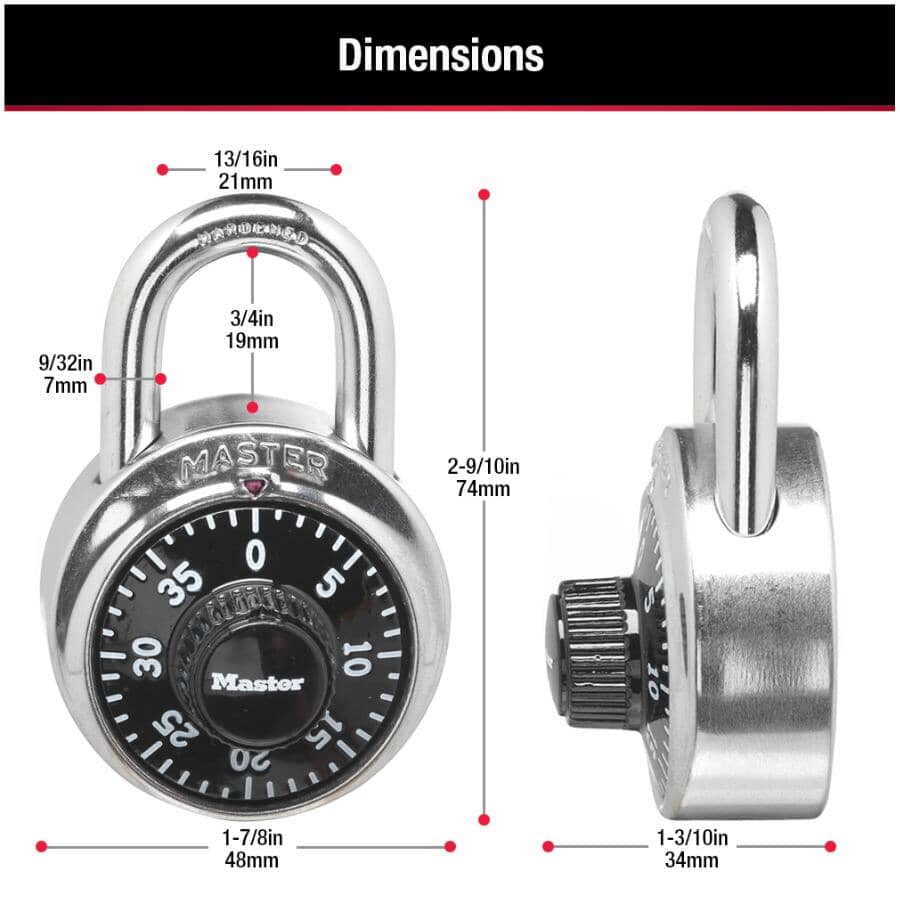 1-7/8" Black Combination Padlock