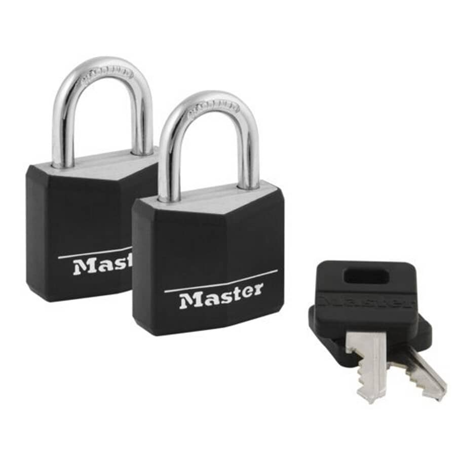 2 Pack 1-3/16" Keyed Alike Aluminum Black Padlocks