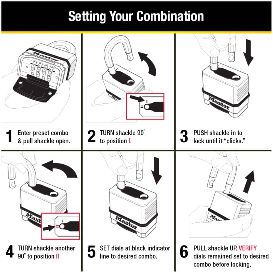 2" Resettable Combination Padlock, with 1-1/2" Shackle