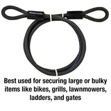 3/8" x 6' Vinyl Coated Braided Cable, with Loop Ends