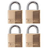 4 Pack 1-9/16" Keyed Alike Brass Padlocks