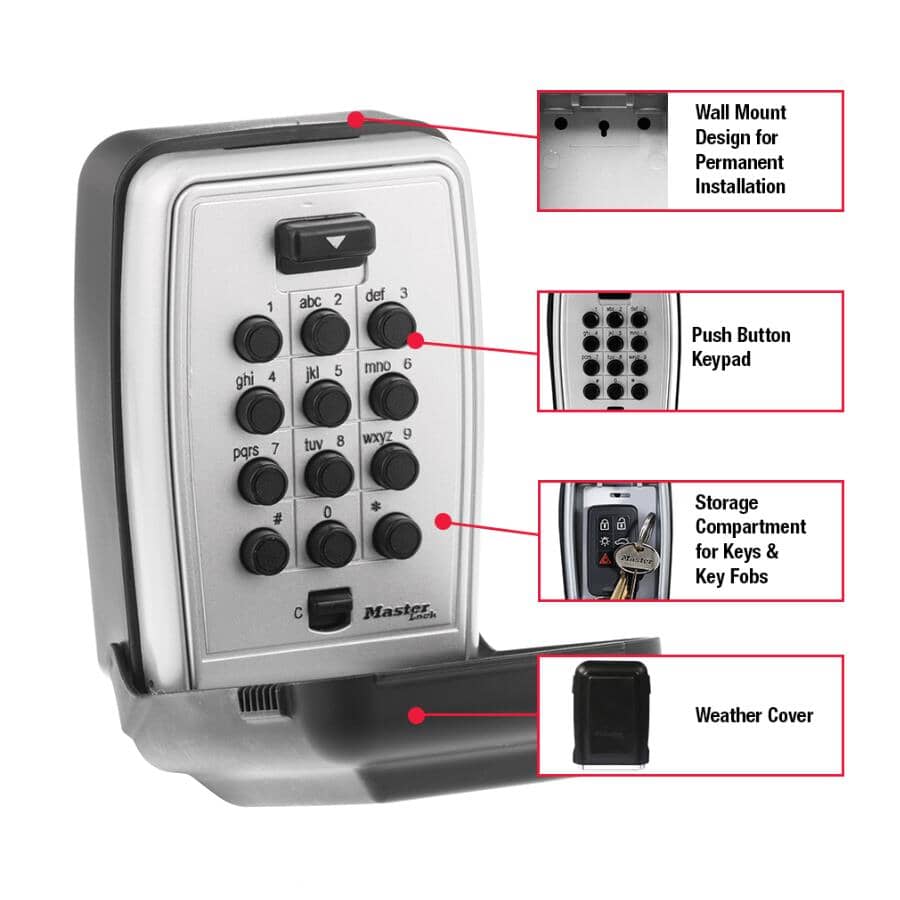 Push Button Wall Mount Lock Box - Set Your Own Combination
