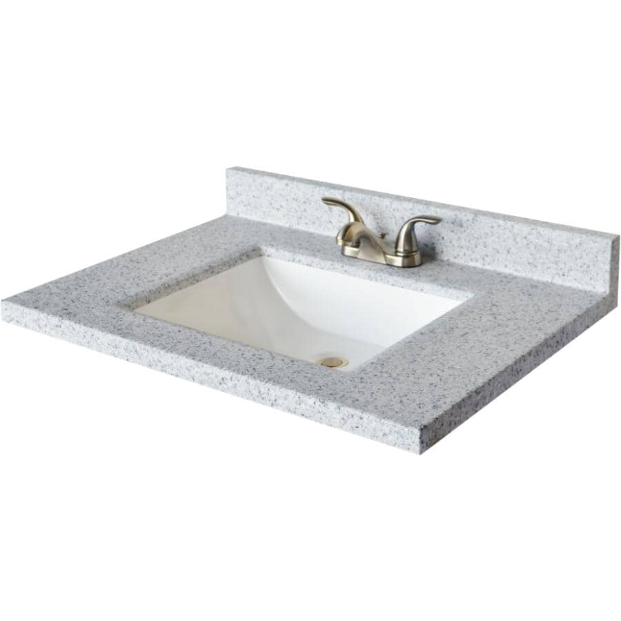 31" x 19" Cultured Granite Vanity Top with Rectangular Sink - Moonscape Wave + White