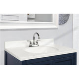 31" x 19" Cultured Marble Vanity Top with Rectangular Sink - Solid White