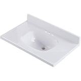 31" x 19" Cultured Marble Vanity Top with Rectangular Sink - Solid White