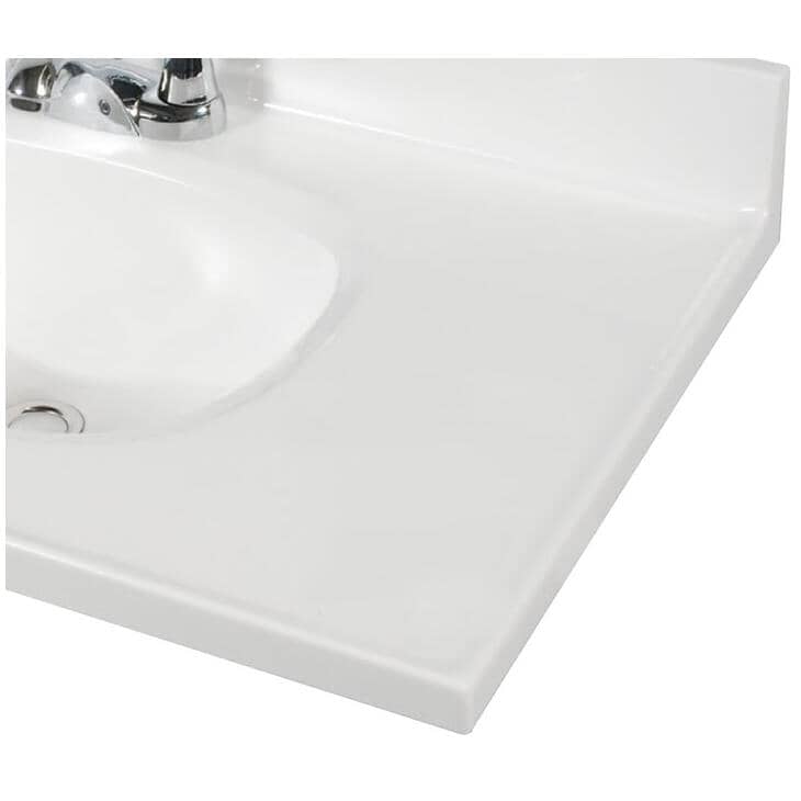 31" x 19" Cultured Marble Vanity Top with Rectangular Sink - Solid White
