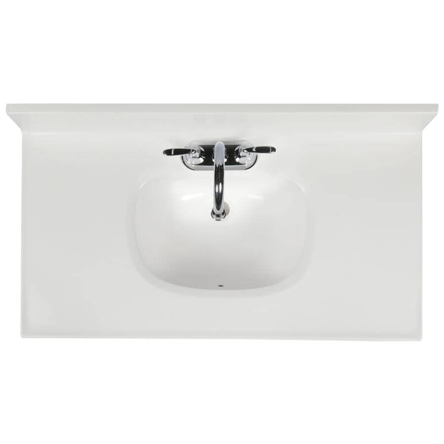 31" x 19" Cultured Marble Vanity Top with Rectangular Sink - Solid White