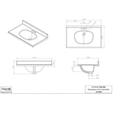 31" x 19" Cultured Marble Vanity Top with Rectangular Sink - Solid White