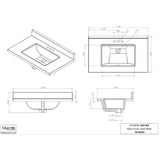 31" x 19" Cultured Marble Vanity Top with Rectangular Wave Sink - White