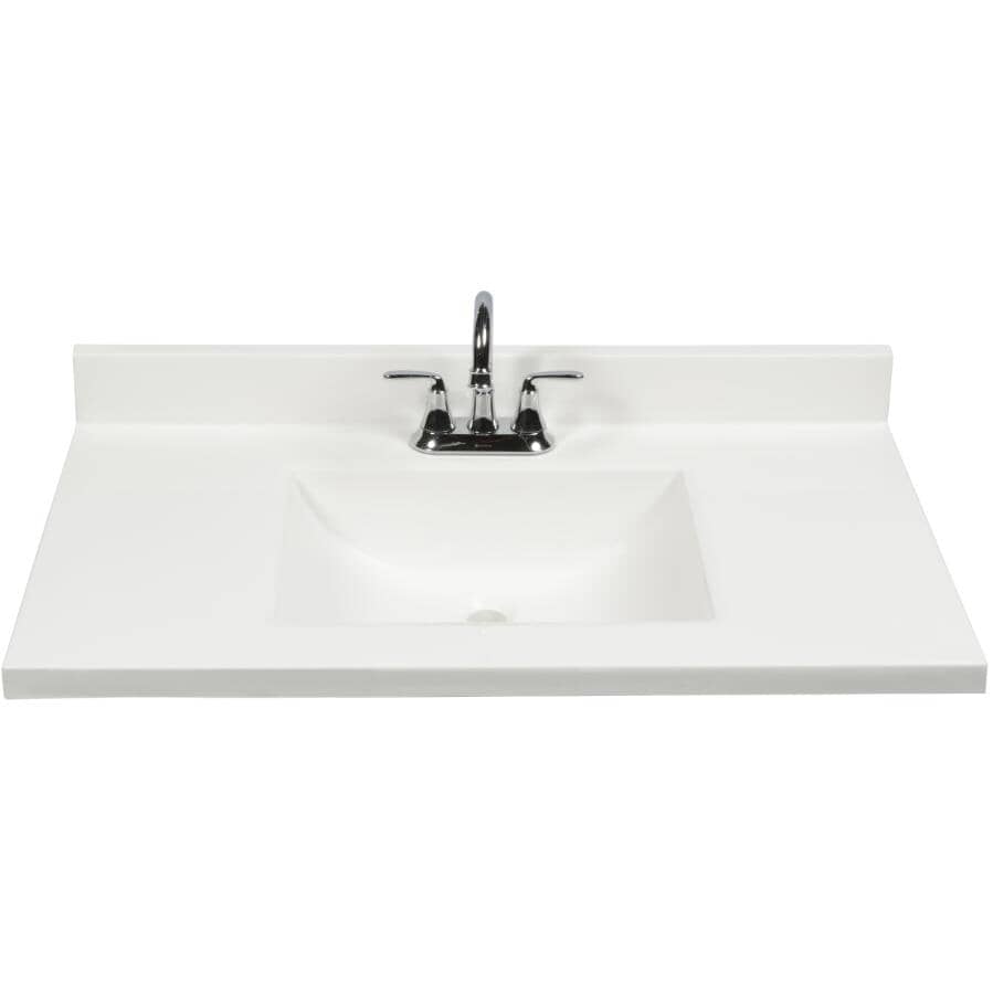 31" x 22" Cultured Marble Vanity Top with Rectangular Wave Sink - White