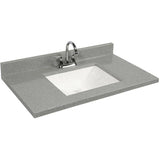 37" x 22" Cultured Granite Vanity Top with Rectangular Wave Sink - Grey
