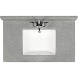 37" x 22" Cultured Granite Vanity Top with Rectangular Wave Sink - Grey