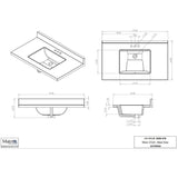 37" x 22" Cultured Granite Vanity Top with Rectangular Wave Sink - Grey