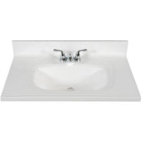 37" x 22" Cultured Marble Vanity Top with Rectangular Sink - Solid White
