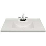 37" x 22" Cultured Marble Vanity Top with Rectangular Sink - White