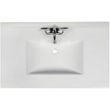 37" x 22" Cultured Marble Vanity Top with Rectangular Sink - White
