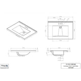 37" x 22" Cultured Marble Vanity Top with Rectangular Sink - White