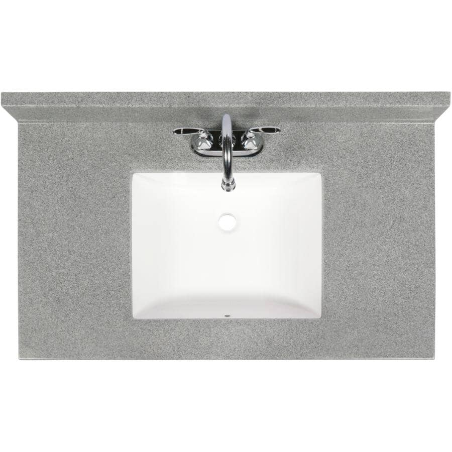 49" x 22" Cultured Granite Vanity Top with Rectangular Wave Sink - Grey