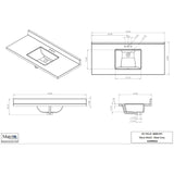 49" x 22" Cultured Granite Vanity Top with Rectangular Wave Sink - Grey