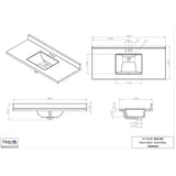 49" x 22" Cultured Marble Vanity Top with Rectangular Wave Sink - White
