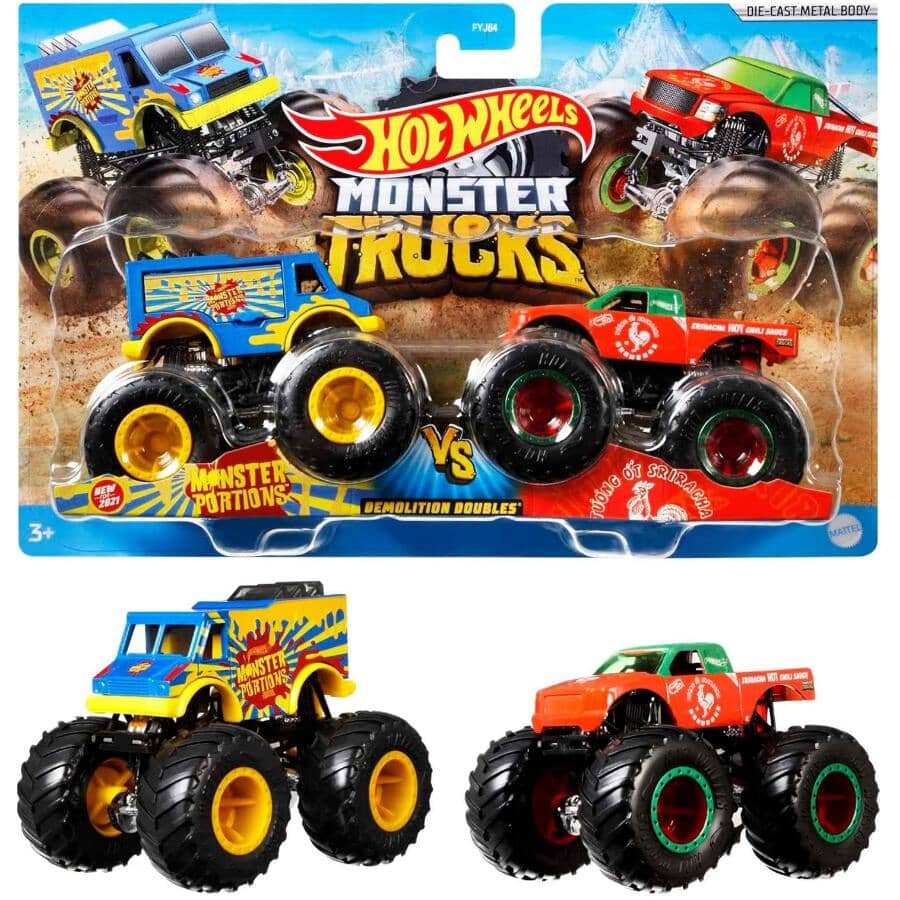 Hot Wheels Monster Truck Rivals Diecast Trucks 1:64 scale - 2 Pack, Assorted Trucks