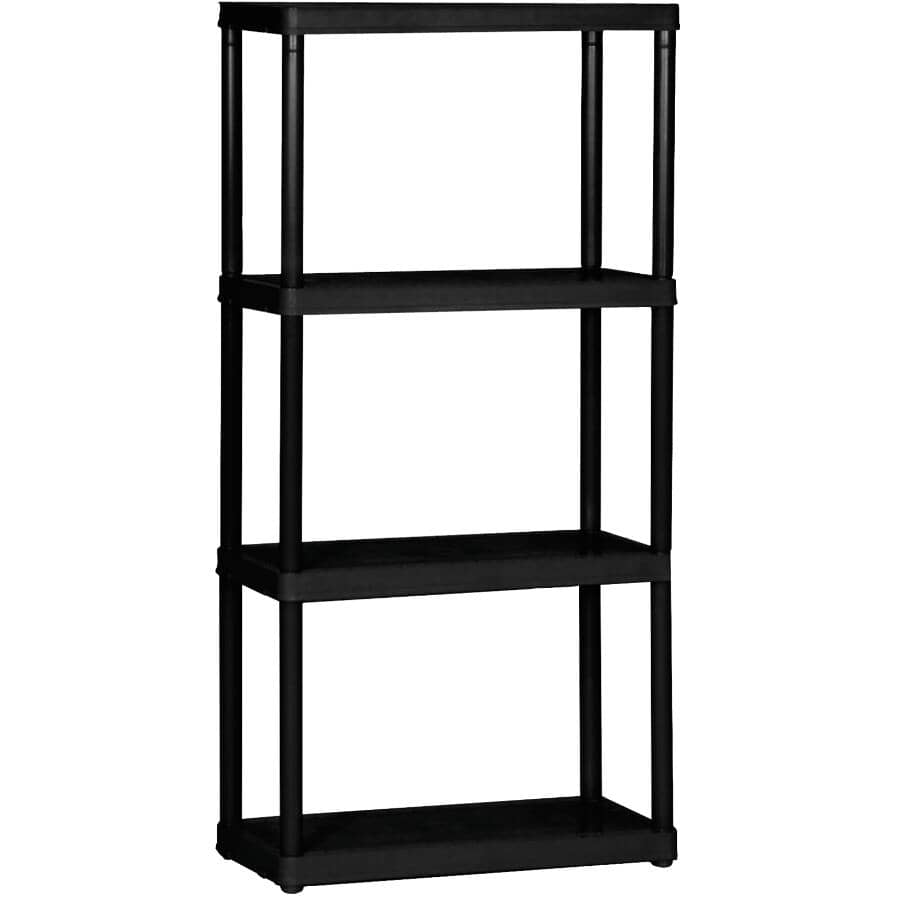 24" x 12" x 48" 4 Shelf Light Duty Black Poly Shelving Unit