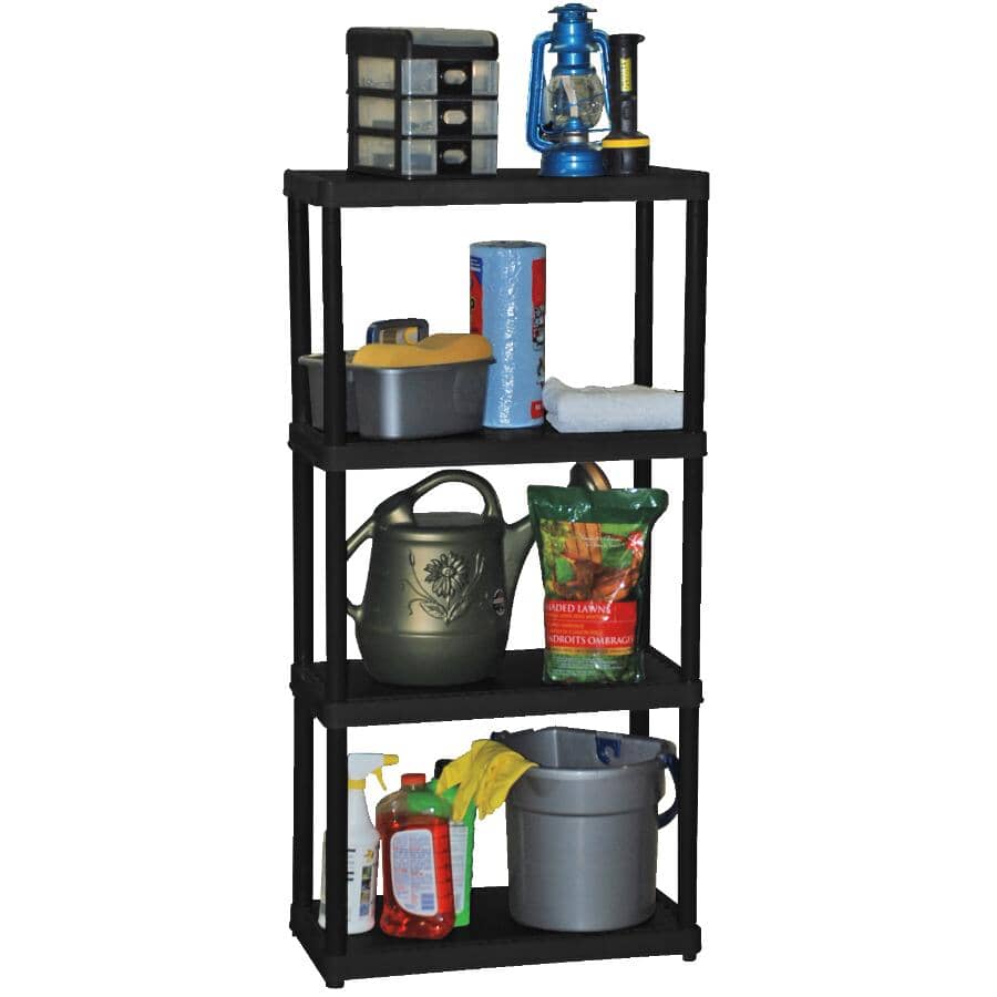 24" x 12" x 48" 4 Shelf Light Duty Black Poly Shelving Unit