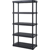 36" x 18" x 72" 5 Shelf Heavy Duty Black Poly Shelving Unit