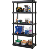 36" x 18" x 72" 5 Shelf Heavy Duty Black Poly Shelving Unit