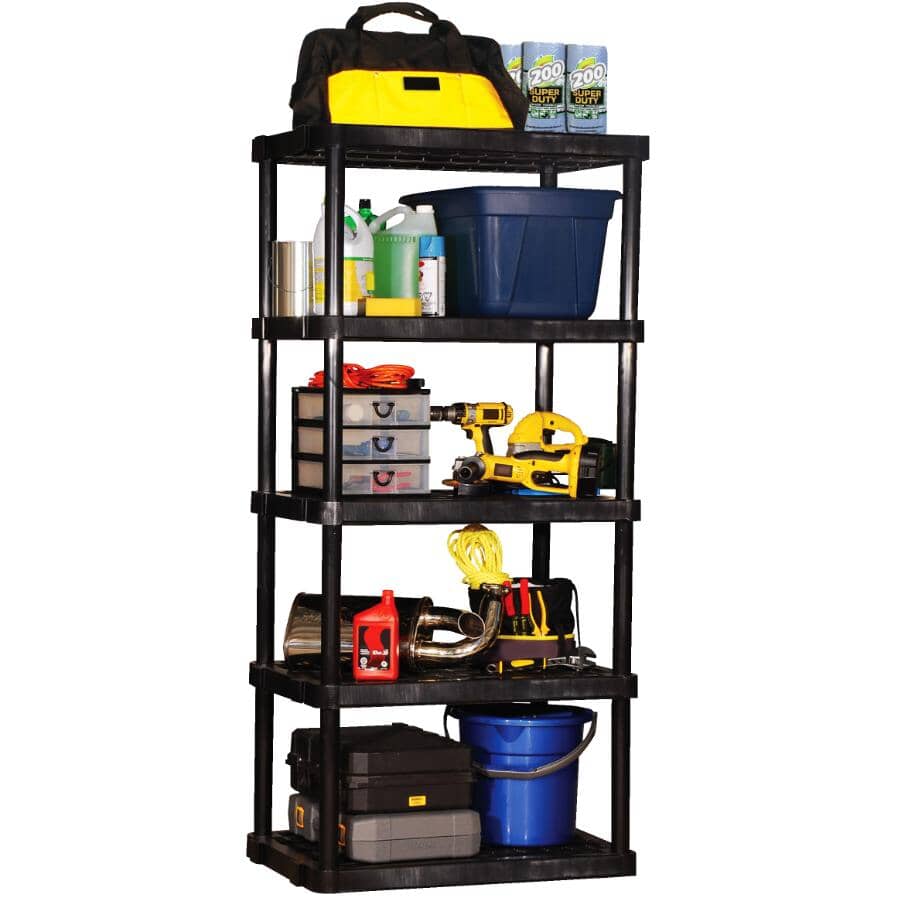 36" x 24" x 72" 5 Shelf Extra Heavy Duty Black Poly Shelving Unit