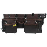 Professional Top Grain Leather Carpenters Waist Apron - 11 Pockets