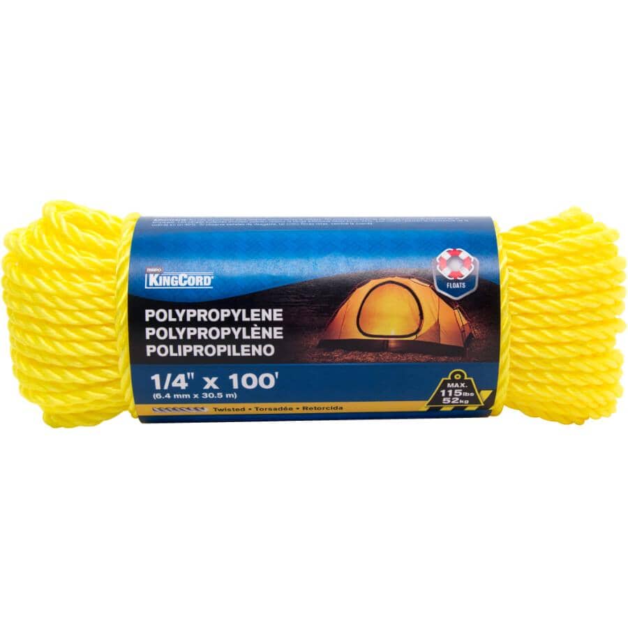 1/4" x 100' Yellow Polypropylene Twisted Rope