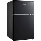 3.1 cu.ft. Two Door Mini Fridge with Freezer - Black