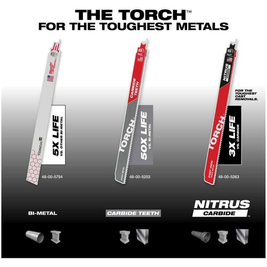 12" 18 TPI Sawzall The Torch Reciprocating Saw Blades - 5 Pack