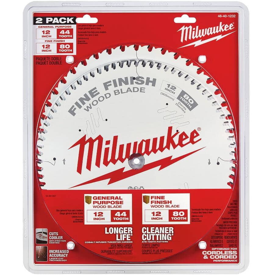 12" 44 & 80 Tooth Circular Saw Blades - 2 Pack