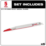 12" 5 TPI Sawzall The Ax Reciprocating Saw Blades - 5 Pack