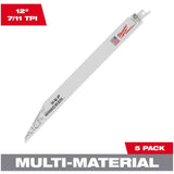 12" 7/11 Tooth Multi-Material Sawzall The Wrecker Reciprocating Saw Blades - 5 Pack