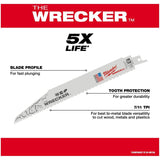 12" 7/11 Tooth Multi-Material Sawzall The Wrecker Reciprocating Saw Blades - 5 Pack