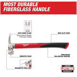 19 oz Straight Claw Framing Hammer - with Poly & Fiberglass Handle