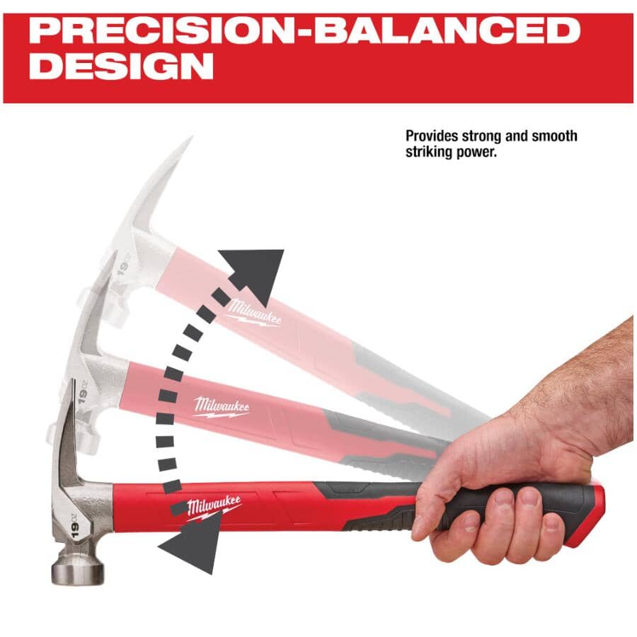 19 oz Straight Claw Framing Hammer - with Poly & Fiberglass Handle