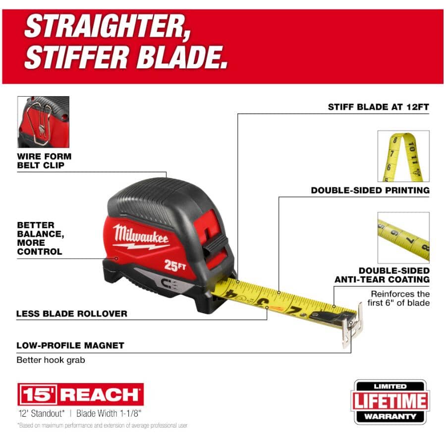 25' Compact Magnetic Tape Measure