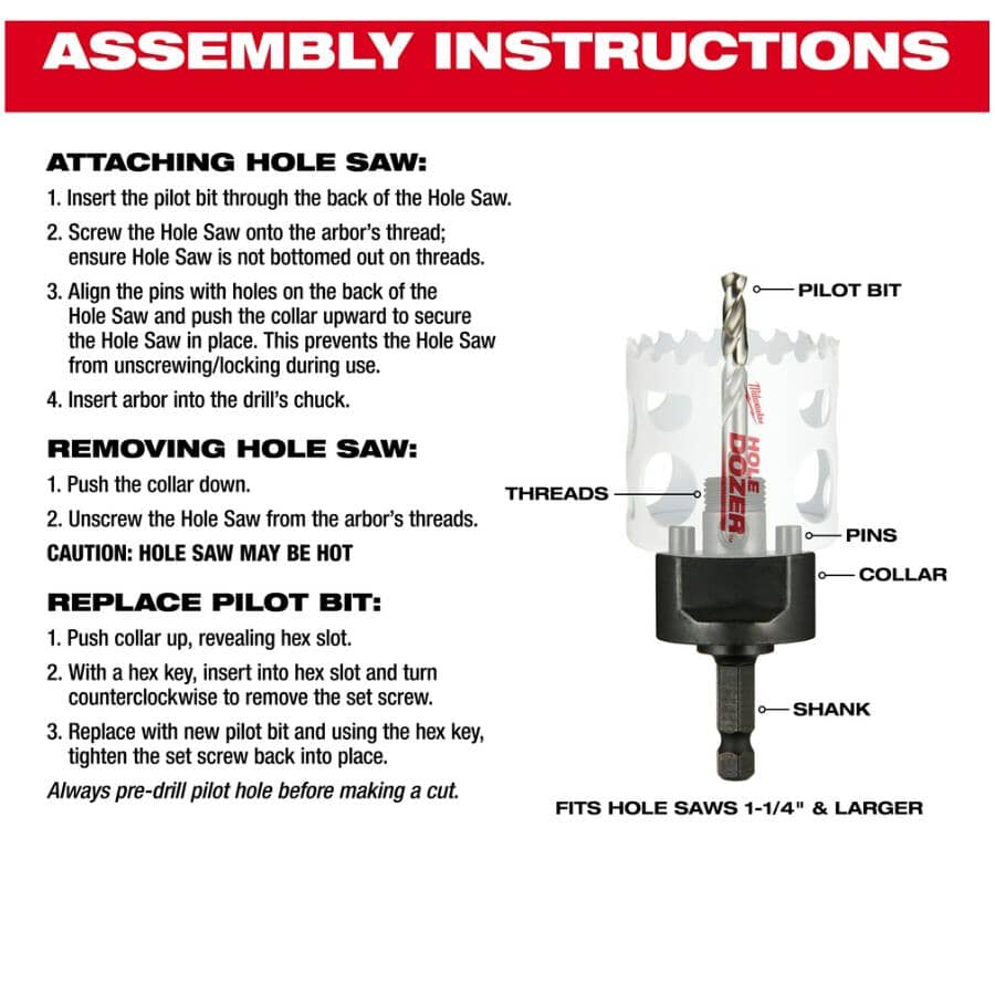 3/8" Quick Change Hole Saw Arbour - Large Thread