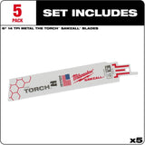6" 14 TPI Sawzall The Torch Reciprocating Saw Blades - 5 Pack
